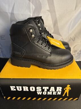 Eurostar Cascade Steel Toe Work Boots Black Women’s Size 6.5 NEW with Box